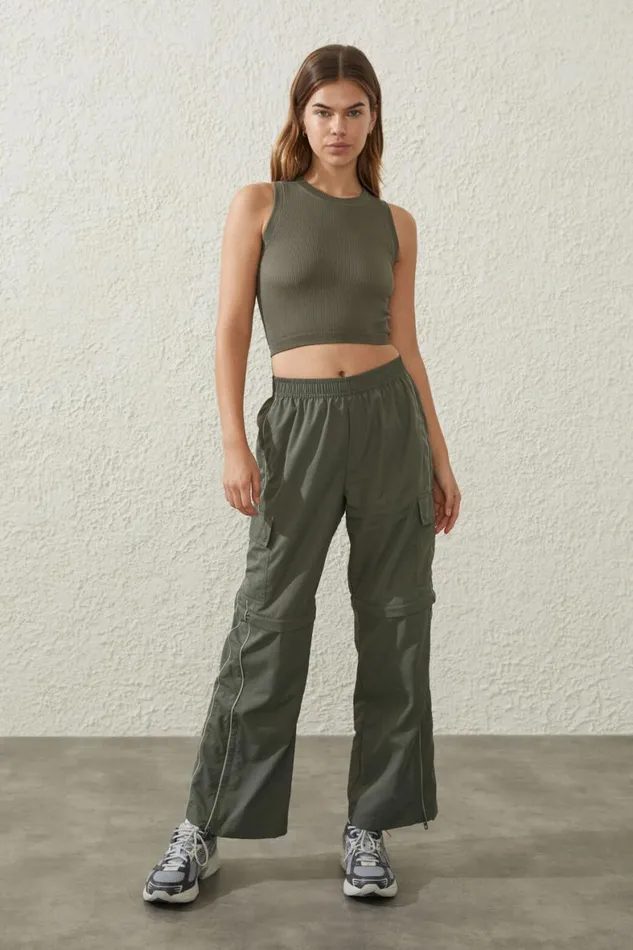 Women Sweats and Hoodies Cotton On Woven Zip Off Cargo Pant Sweet Green