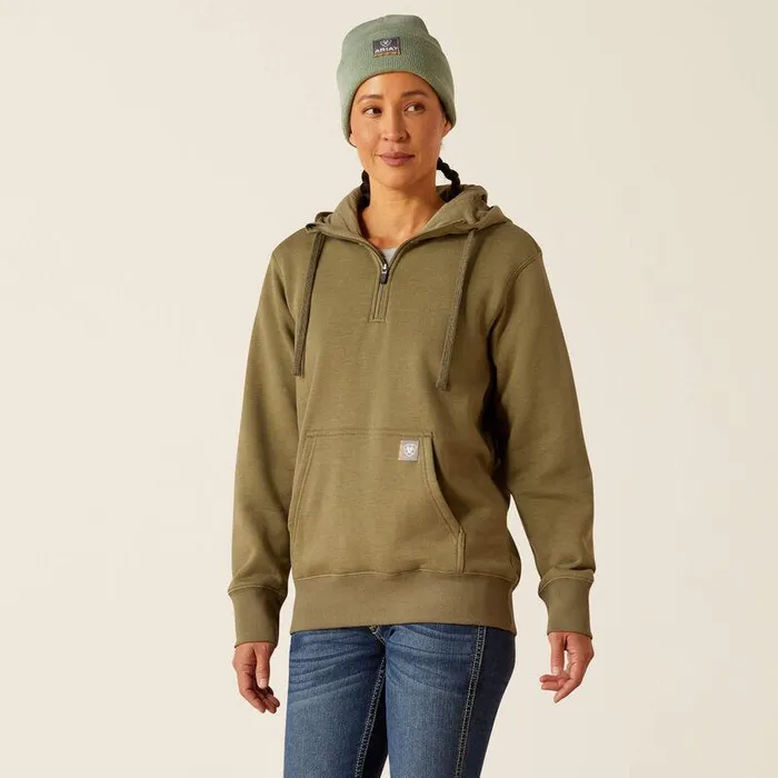 Women Sweatshirts and Hoodies Ariat Rebar Skill Set 12 Zip Hoodie Deep Lichen Heather