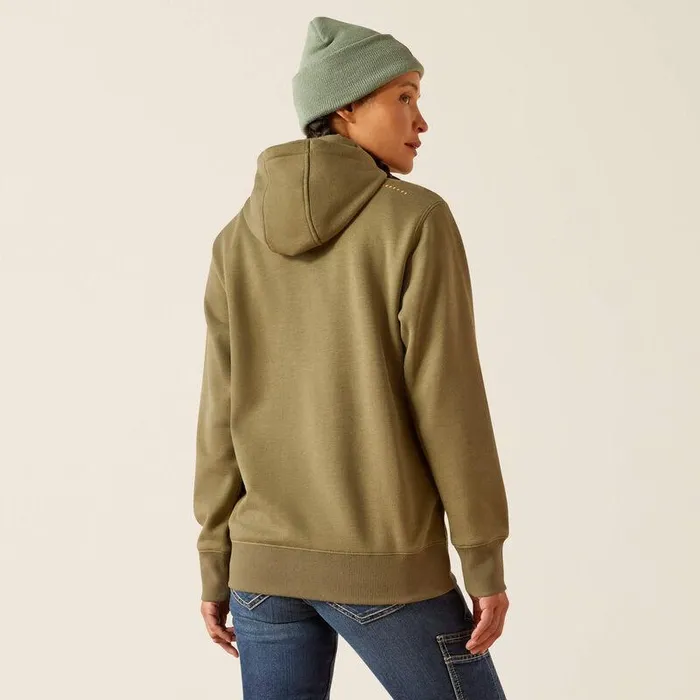 Women Sweatshirts and Hoodies Ariat Rebar Skill Set 12 Zip Hoodie Deep Lichen Heather