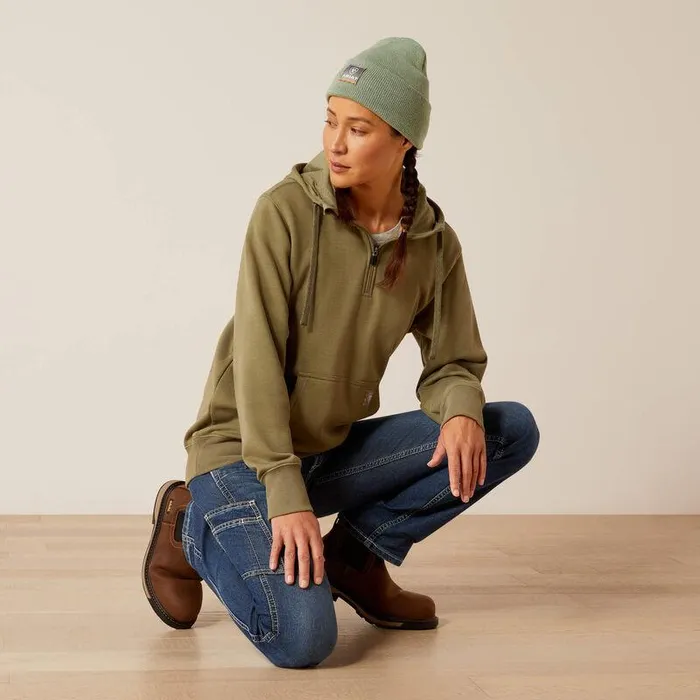 Women Sweatshirts and Hoodies Ariat Rebar Skill Set 12 Zip Hoodie Deep Lichen Heather