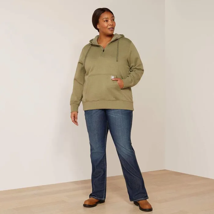 Women Sweatshirts and Hoodies Ariat Rebar Skill Set 12 Zip Hoodie Deep Lichen Heather