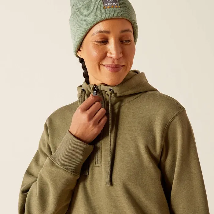 Women Sweatshirts and Hoodies Ariat Rebar Skill Set 12 Zip Hoodie Deep Lichen Heather