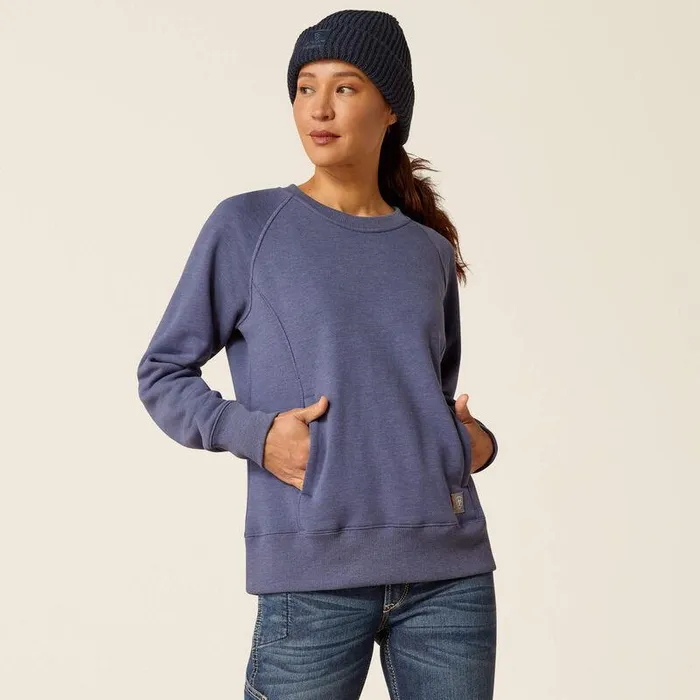 Women Sweatshirts and Hoodies Ariat Rebar Traverse Sweatshirt Blue Indigo Heather