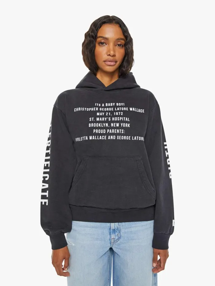 Women Sweatshirts Mother Denim Biggie Pull Over Hoodie Black