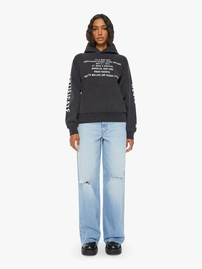 Women Sweatshirts Mother Denim Biggie Pull Over Hoodie Black