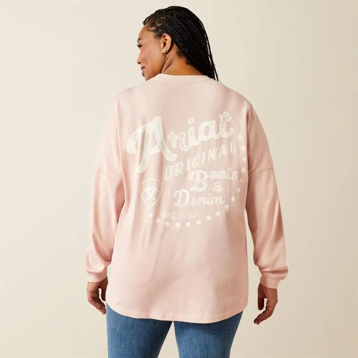 Women TShirts and Tops Ariat Canvas Oversized TShirt Peachskin Women TShirts and Tops Ariat Canvas Oversized TShirt Peachskin
