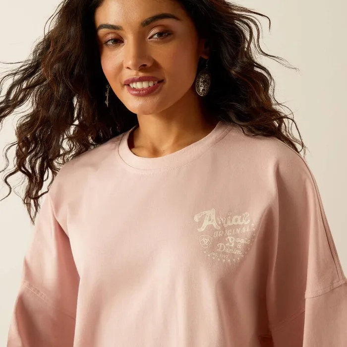 Women TShirts and Tops Ariat Canvas Oversized TShirt Peachskin Women TShirts and Tops Ariat Canvas Oversized TShirt Peachskin