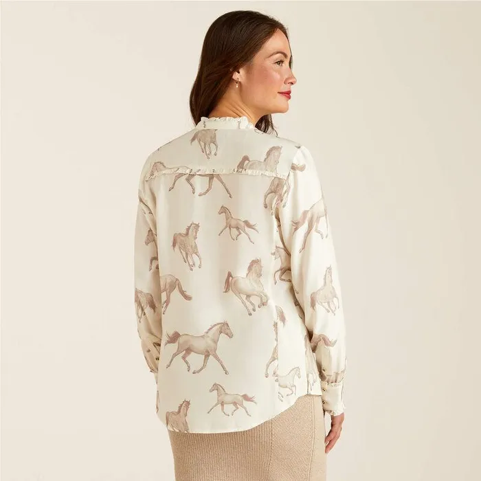 Women TShirts and Tops Ariat Clarion Blouse Sepia Horse Print Women TShirts and Tops Ariat Clarion Blouse Sepia Horse Print