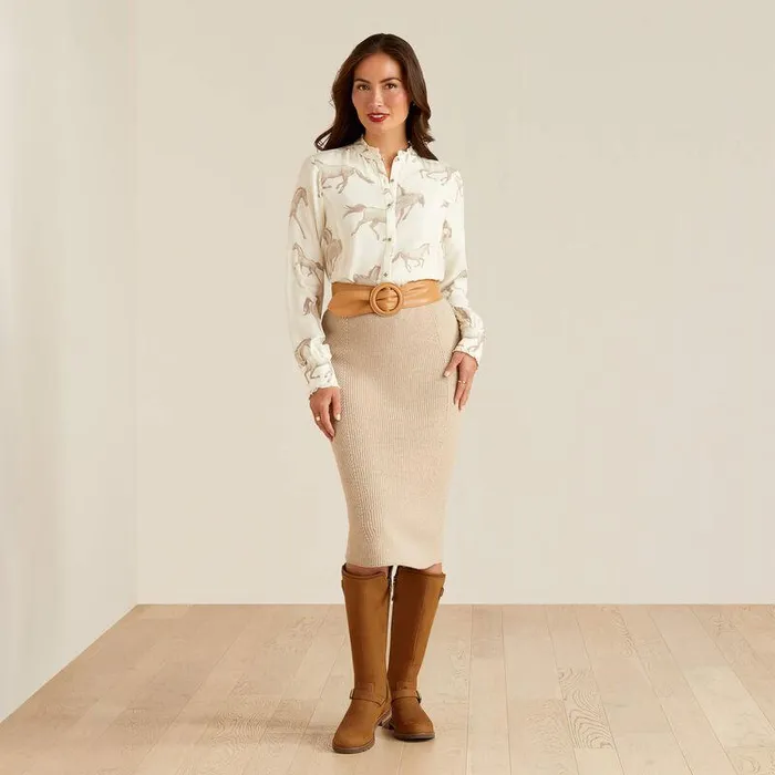 Women TShirts and Tops Ariat Clarion Blouse Sepia Horse Print Women TShirts and Tops Ariat Clarion Blouse Sepia Horse Print