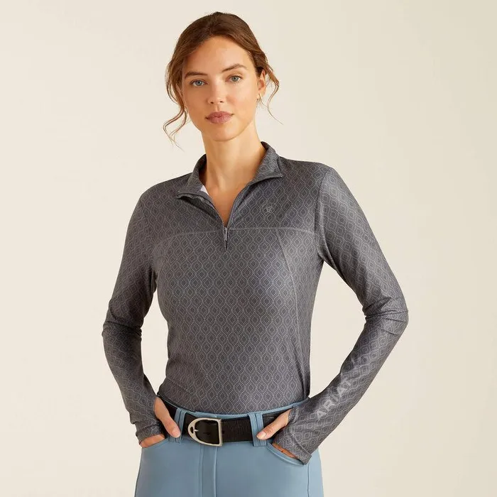 Women TShirts and Tops Ariat Lowell 30 14 Zip Baselayer Quiet Shade Dot