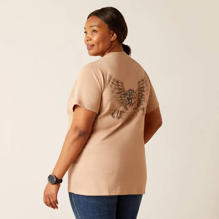 Women TShirts and Tops Ariat Rebar Cotton Strong American Rose TShirt Warm Taupe Women TShirts and Tops Ariat Rebar Cotton Strong American Rose TShirt Warm Taupe