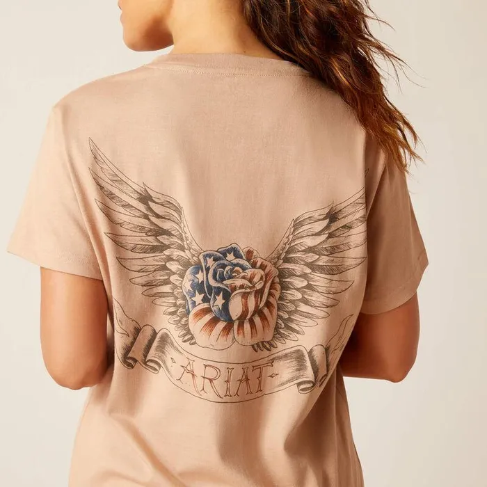 Women TShirts and Tops Ariat Rebar Cotton Strong American Rose TShirt Warm Taupe Women TShirts and Tops Ariat Rebar Cotton Strong American Rose TShirt Warm Taupe
