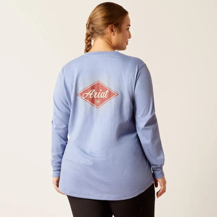 Women TShirts and Tops Ariat Rebar Cotton Strong Diamond Colony Blue Heather