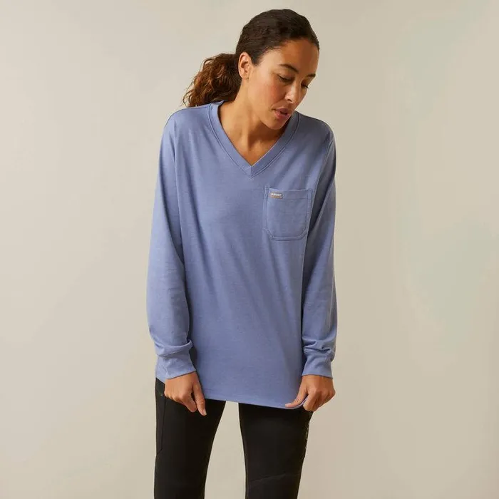 Women TShirts and Tops Ariat Rebar Cotton Strong Diamond Colony Blue Heather