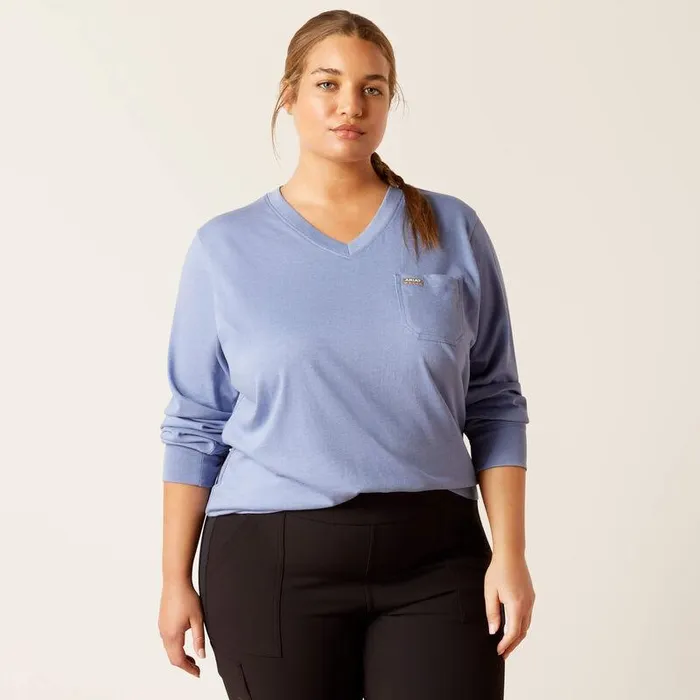 Women TShirts and Tops Ariat Rebar Cotton Strong Diamond Colony Blue Heather