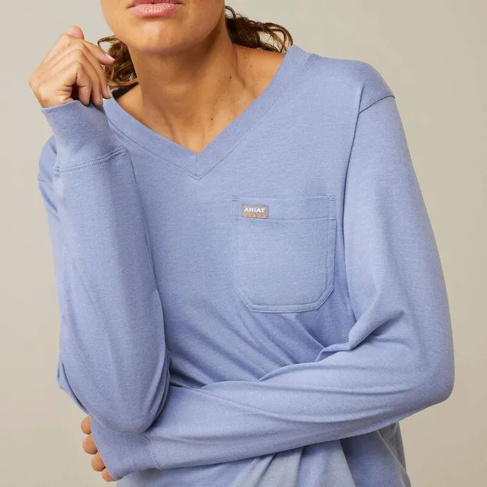 Women TShirts and Tops Ariat Rebar Cotton Strong Diamond Colony Blue Heather