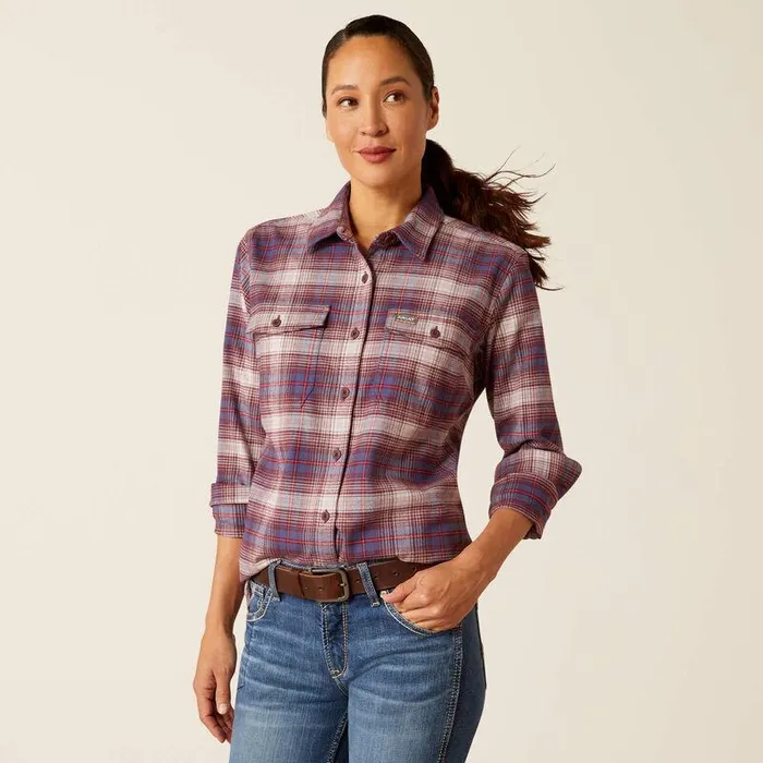Women TShirts and Tops Ariat Rebar Flannel DuraStretch Work Shirt Pearl Grey
