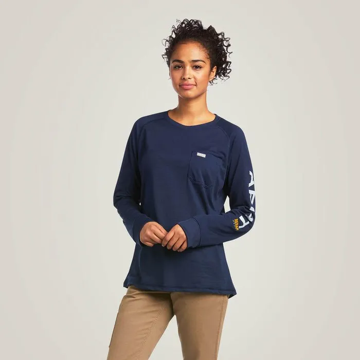 Women TShirts and Tops Ariat Rebar Heat Fighter TShirt Navy Eclipse