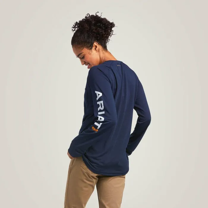 Women TShirts and Tops Ariat Rebar Heat Fighter TShirt Navy Eclipse