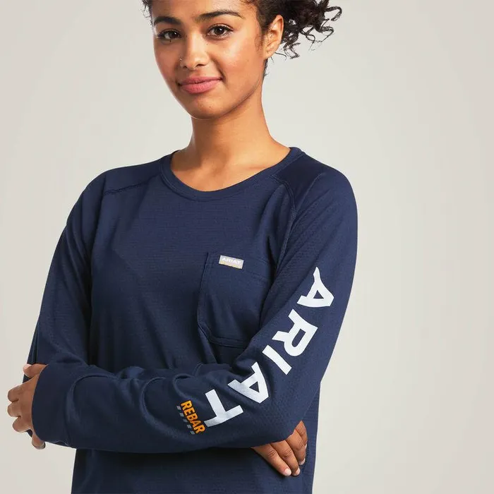 Women TShirts and Tops Ariat Rebar Heat Fighter TShirt Navy Eclipse