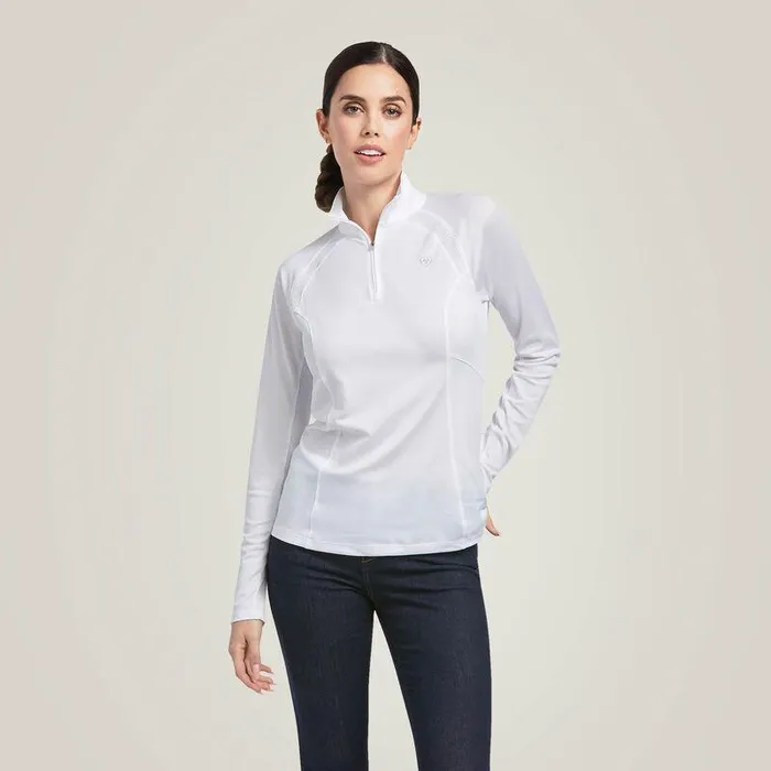 Women TShirts and Tops Ariat Sunstopper 20 14 Zip Baselayer White