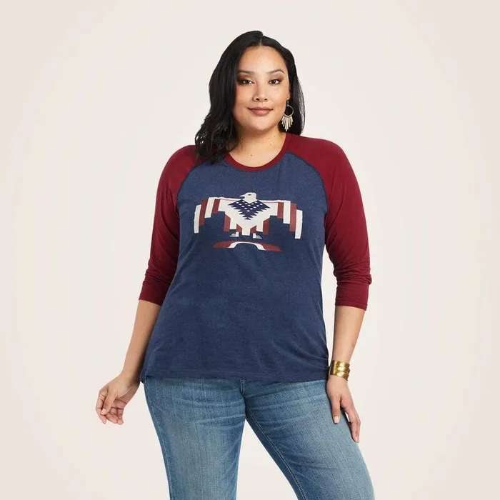 Women TShirts and Tops Ariat Thunderbird Chimayo Navy Heatherandrubiyat Women TShirts and Tops Ariat Thunderbird Chimayo Navy Heatherandrubiyat