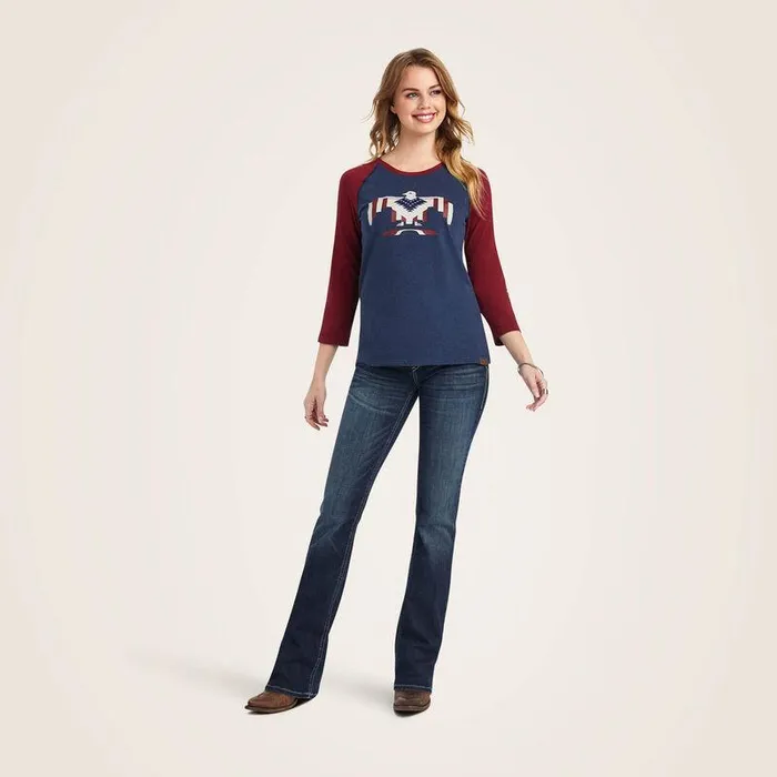 Women TShirts and Tops Ariat Thunderbird Chimayo Navy Heatherandrubiyat Women TShirts and Tops Ariat Thunderbird Chimayo Navy Heatherandrubiyat