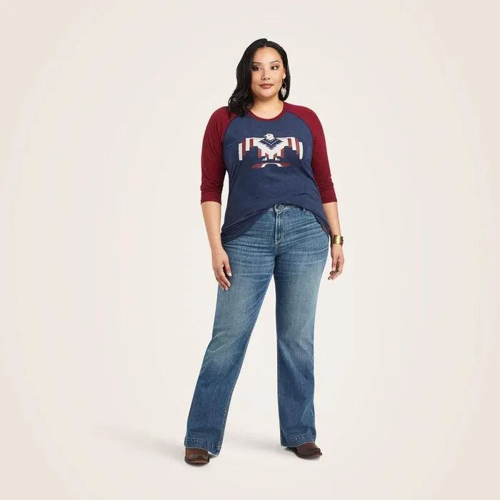 Women TShirts and Tops Ariat Thunderbird Chimayo Navy Heatherandrubiyat Women TShirts and Tops Ariat Thunderbird Chimayo Navy Heatherandrubiyat