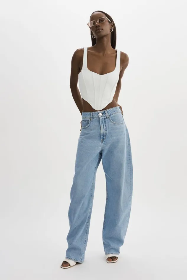 Women TABIA Leather Corset Top White LAMARQUE Tops Women TABIA Leather Corset Top White LAMARQUE Tops