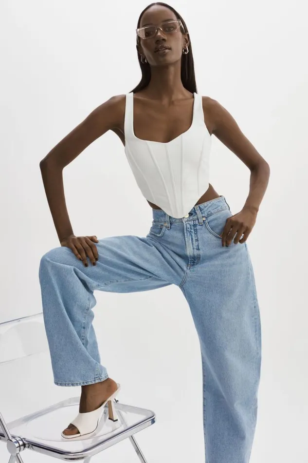 Women TABIA Leather Corset Top White LAMARQUE Tops Women TABIA Leather Corset Top White LAMARQUE Tops