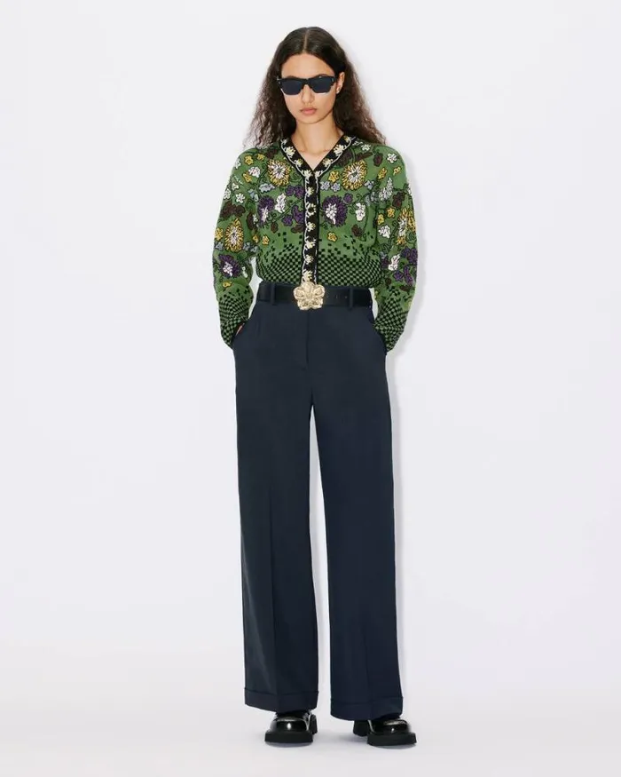 Women Tailored Pants In Virgin Wool Midnight Blue Kenzo Pants And Shorts