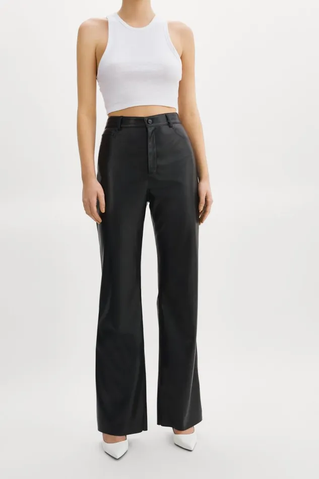 Women TAVI Faux Leather Pants Black LAMARQUE Pants and Shorts