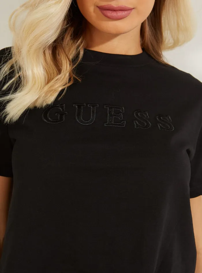 Women Tees and Tanks GUESS Black Alexia Logo Active Crop Tshirt Women Tees and Tanks GUESS Black Alexia Logo Active Crop Tshirt