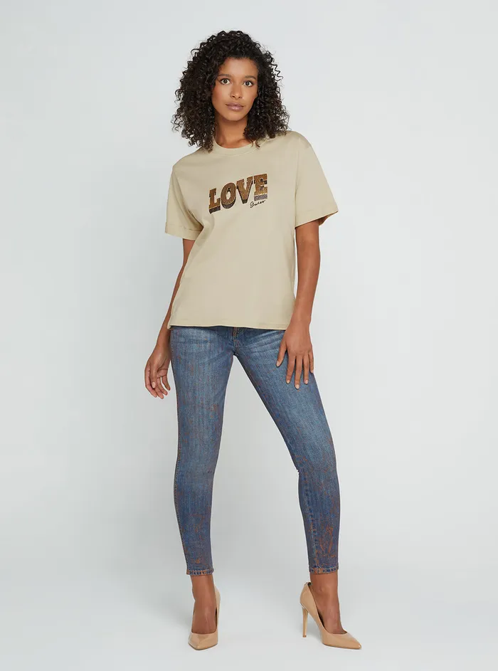 Women Tees and Tanks GUESS Eco Beige Anica Tshirt