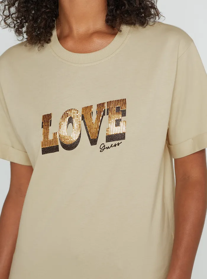 Women Tees and Tanks GUESS Eco Beige Anica Tshirt
