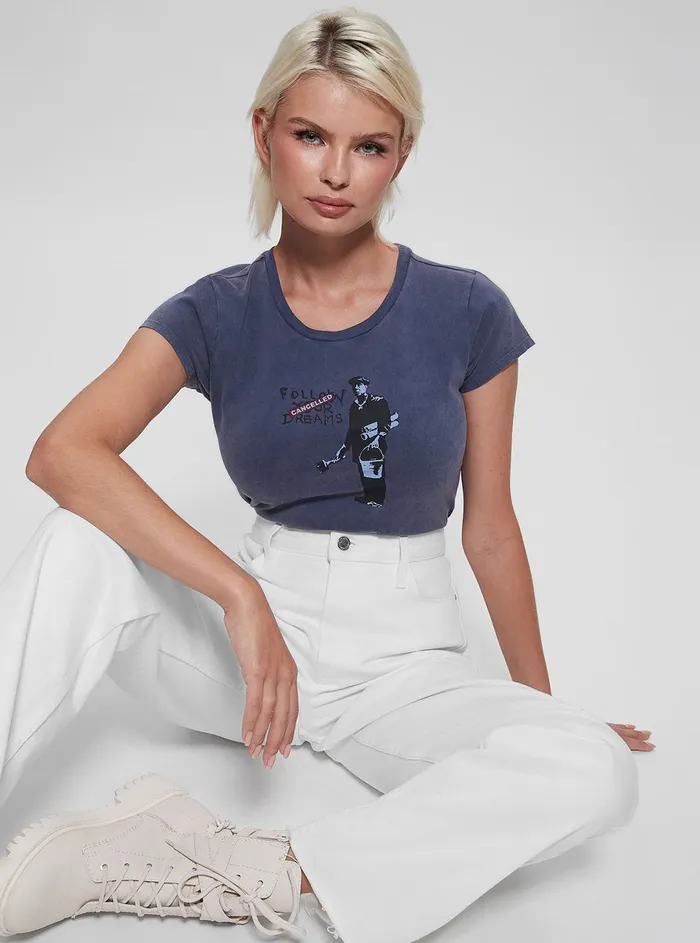 Women Tees and Tanks GUESS Passion Blue Follow Your Dreams Tshirt Women Tees and Tanks GUESS Passion Blue Follow Your Dreams Tshirt