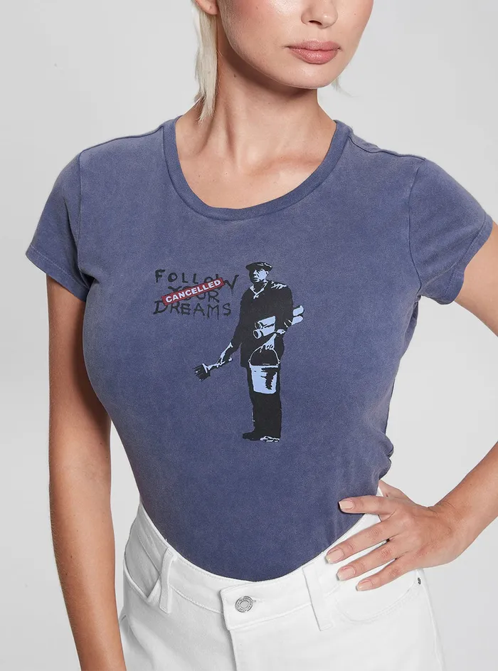 Women Tees and Tanks GUESS Passion Blue Follow Your Dreams Tshirt Women Tees and Tanks GUESS Passion Blue Follow Your Dreams Tshirt
