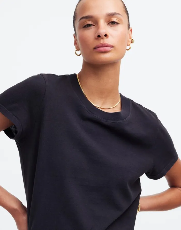 Women Tees Madewell Premium Standard 01 The Shrunken Tee Black Charcoal