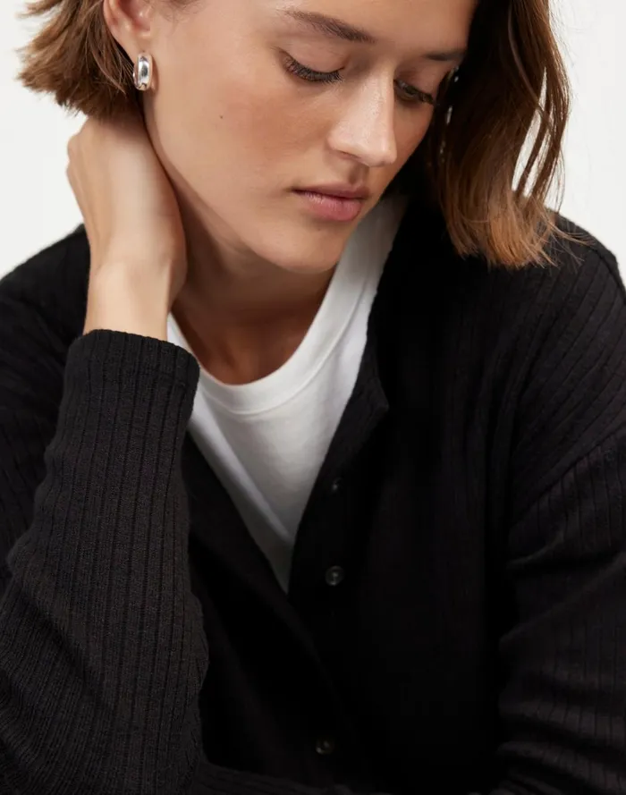 Women Tees Madewell Relaxed ButtonFront Cardigan Jet Black