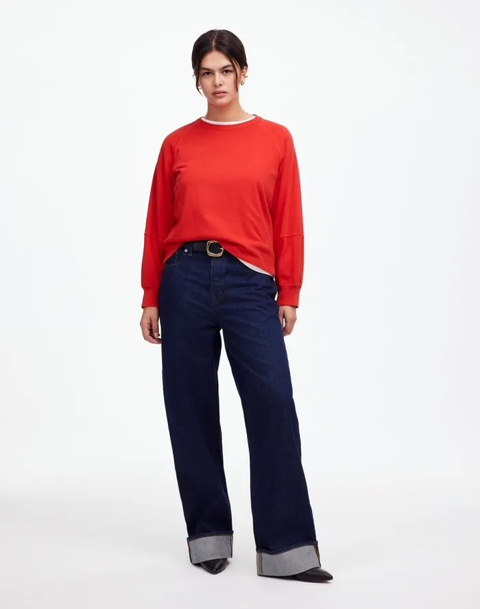 Women Tees Madewell Relaxed LongSleeve Raglan Tee Bright Cherry