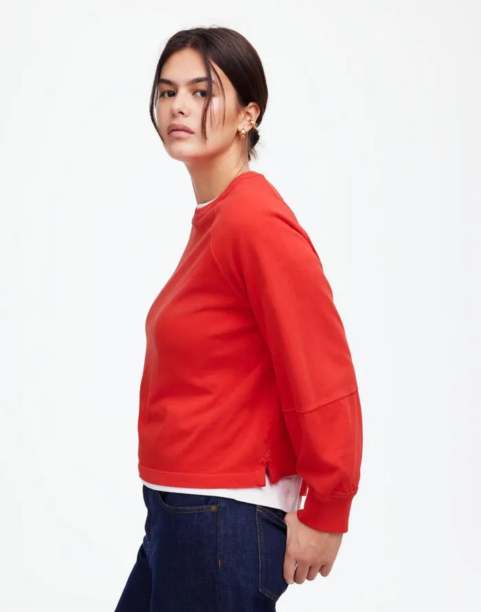 Women Tees Madewell Relaxed LongSleeve Raglan Tee Bright Cherry
