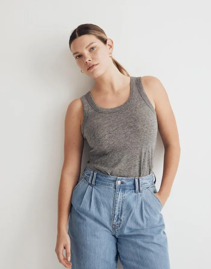 Women Tees Madewell Whisper Cotton Scoopneck Tank Top Hthr Iron