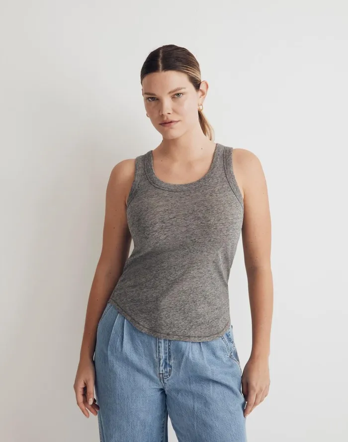 Women Tees Madewell Whisper Cotton Scoopneck Tank Top Hthr Iron