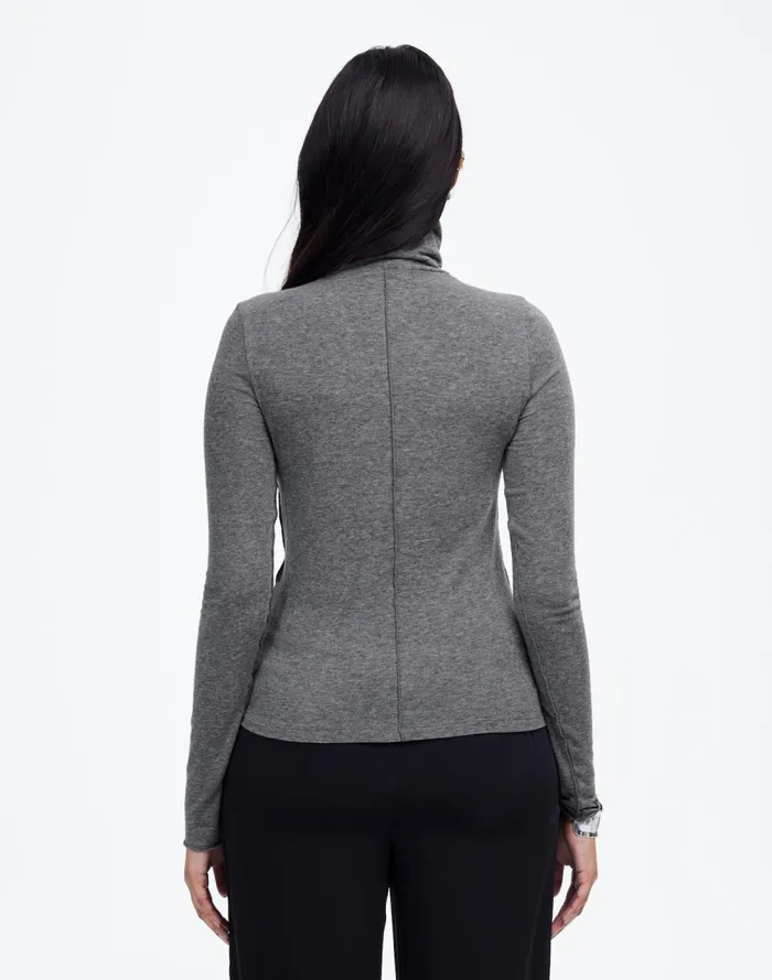 Women Tees Madewell WoolBlend Turtleneck LongSleeve Tee Hthr Coal