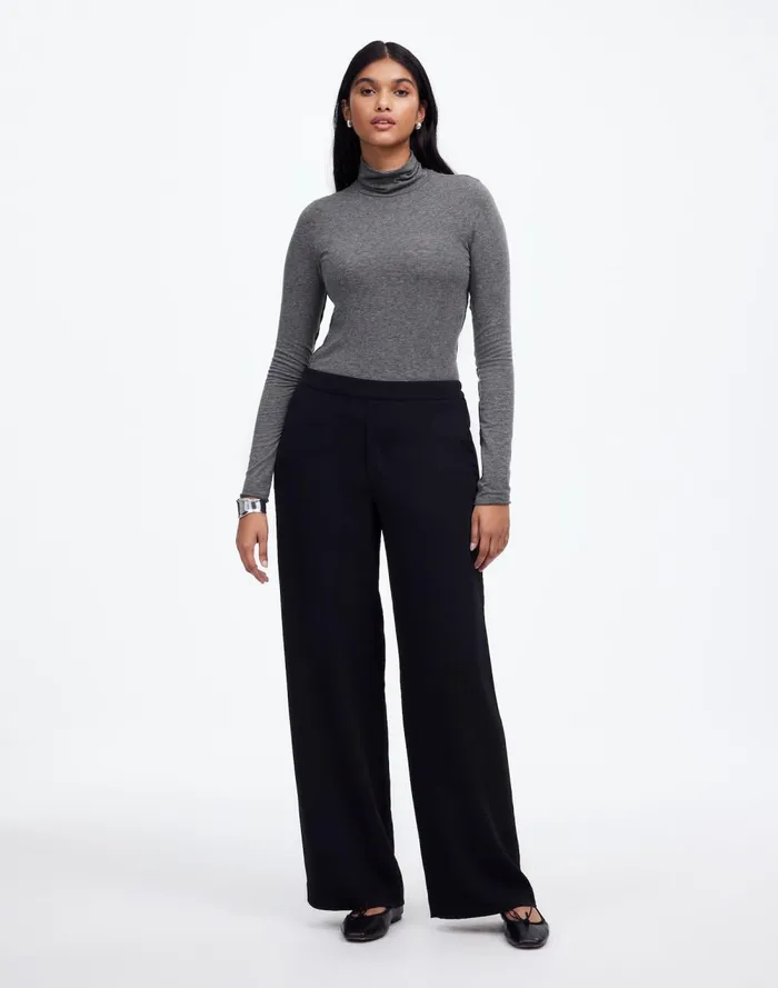 Women Tees Madewell WoolBlend Turtleneck LongSleeve Tee Hthr Coal