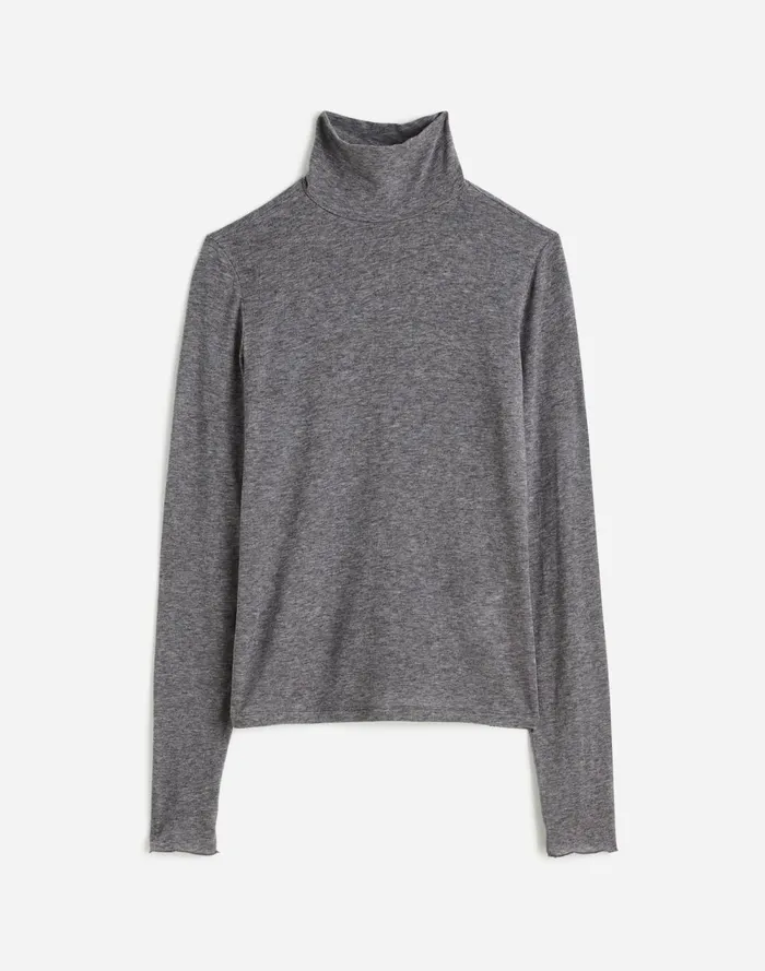 Women Tees Madewell WoolBlend Turtleneck LongSleeve Tee Hthr Coal