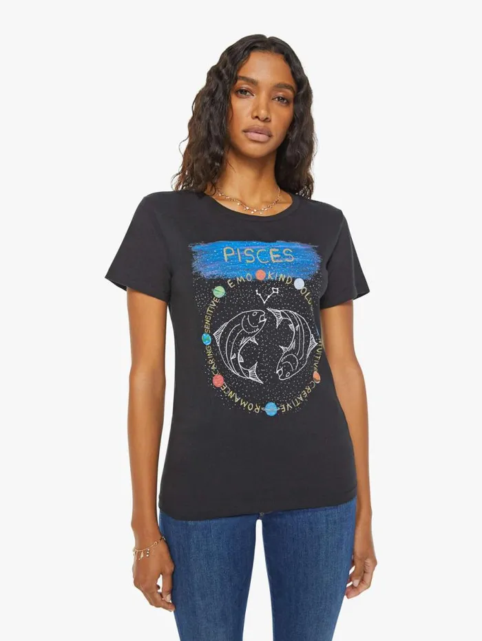 Women Tees Tanks Mother Denim Pisces Zodiac Tee Black