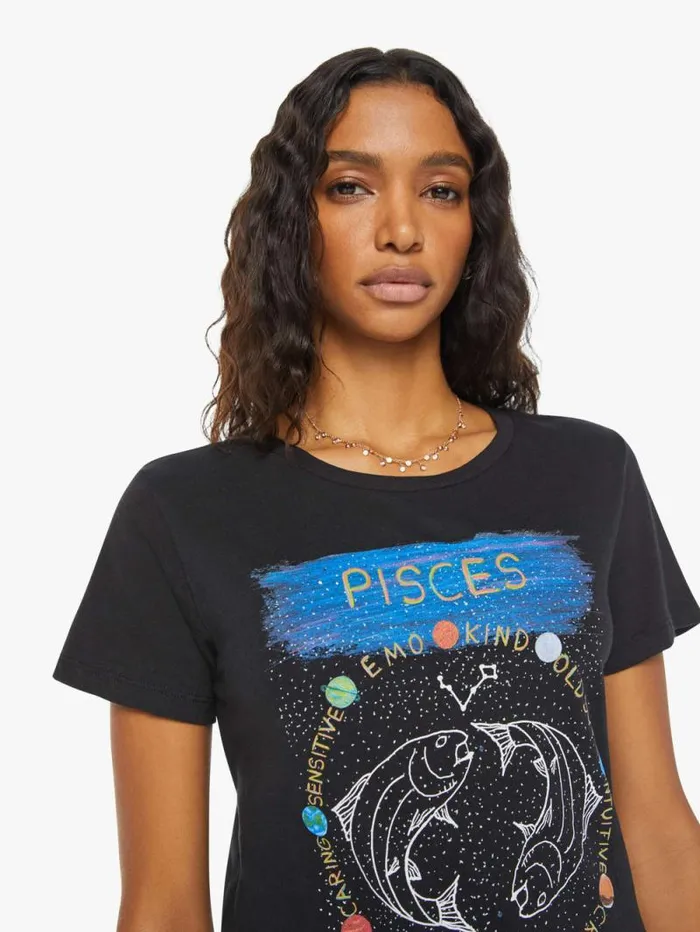 Women Tees Tanks Mother Denim Pisces Zodiac Tee Black