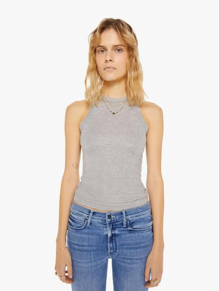 Women Tees Tanks Mother Denim Rib Racer Front Tank Grey open