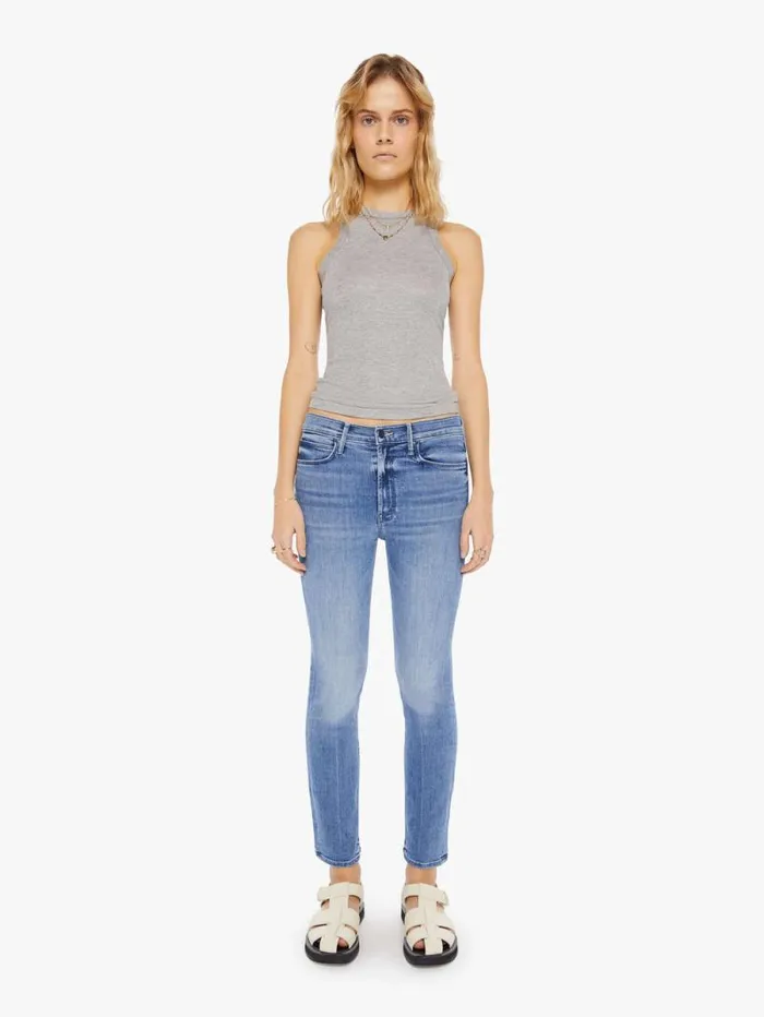 Women Tees Tanks Mother Denim Rib Racer Front Tank Grey open